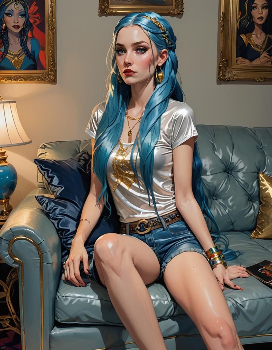 Vibrant Living Room Scene in Comic Book Style