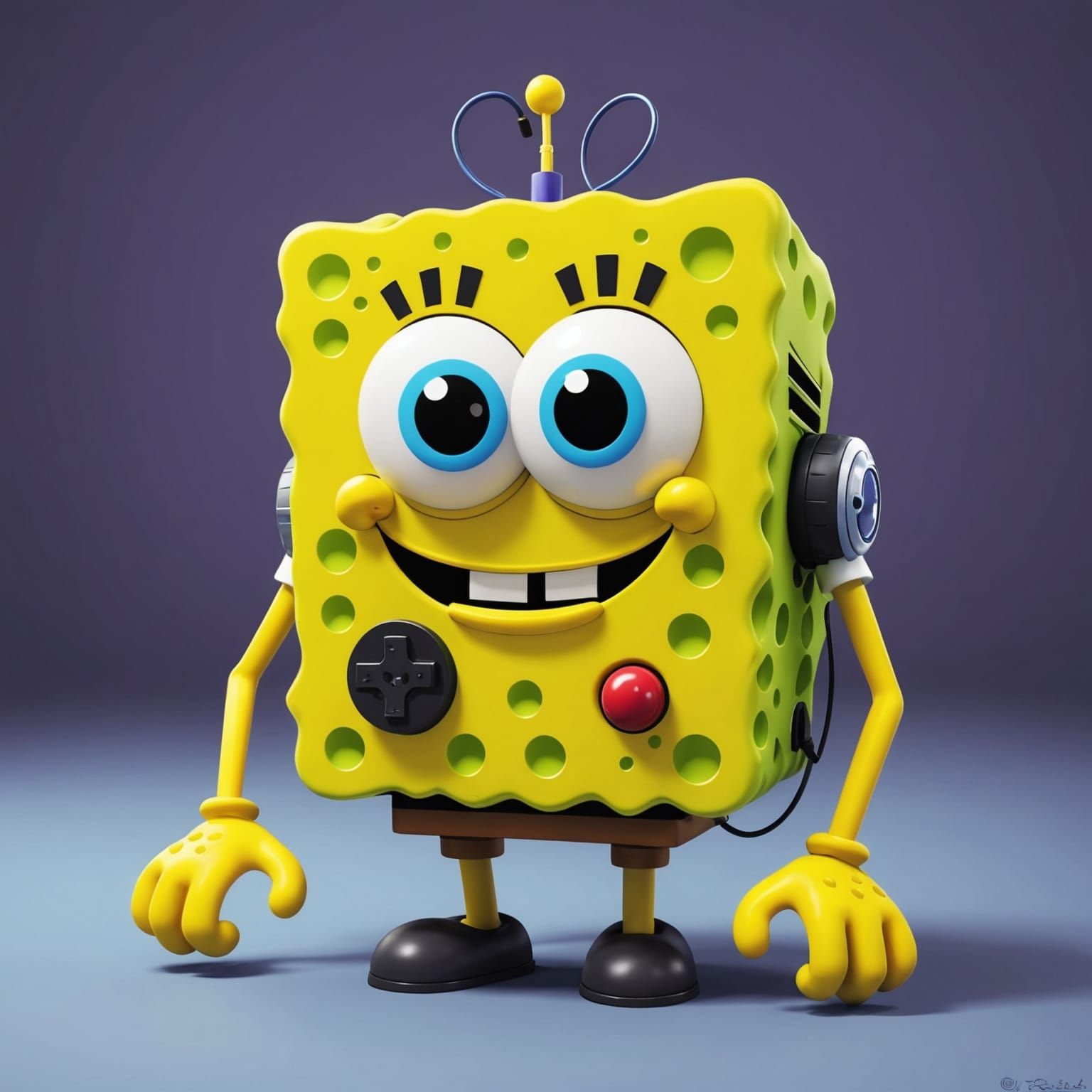 SpongeBob Concentrates While Playing GameCube