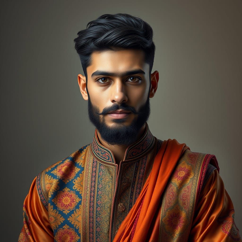 Handsome Pakistani Man in Traditional Attire
