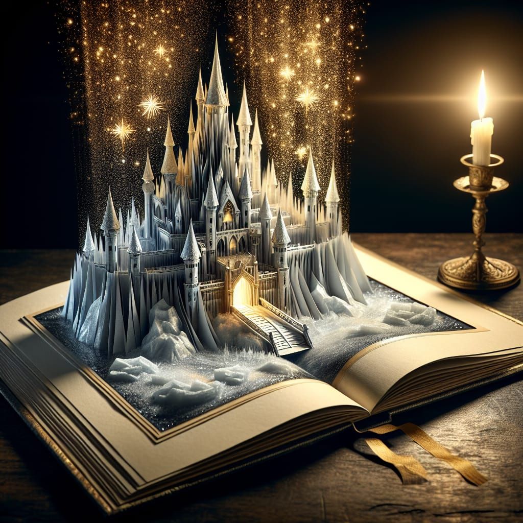 Icy Castle Pop-Up Book in Golden Light