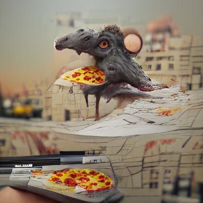 Detailed Matte Painting of Pizza Rat