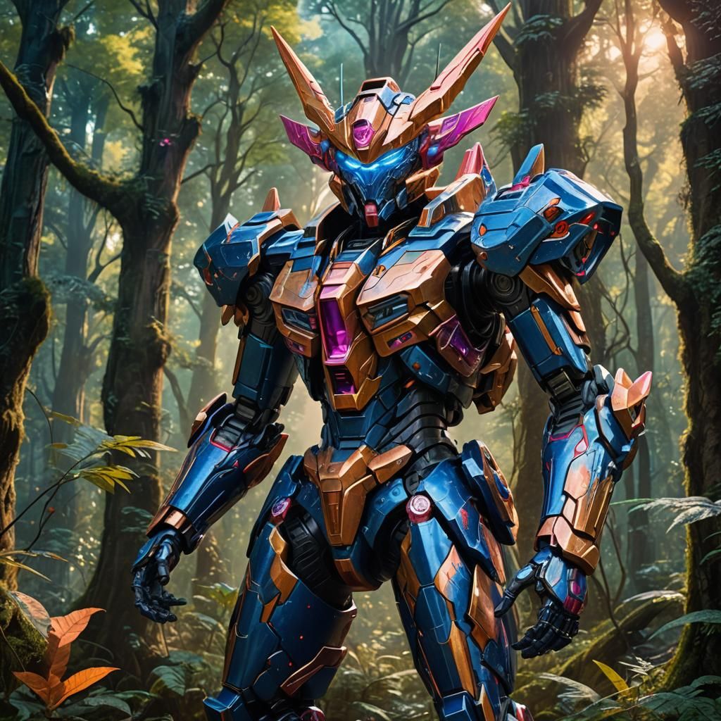 Diancie in Intricate Mecha Suit in Mystical Forest