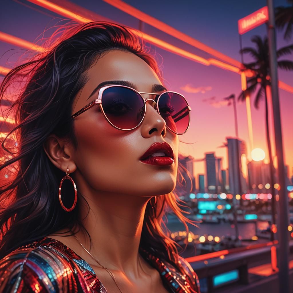 Miami Kiss: Vibrant Fantasy Concept Art