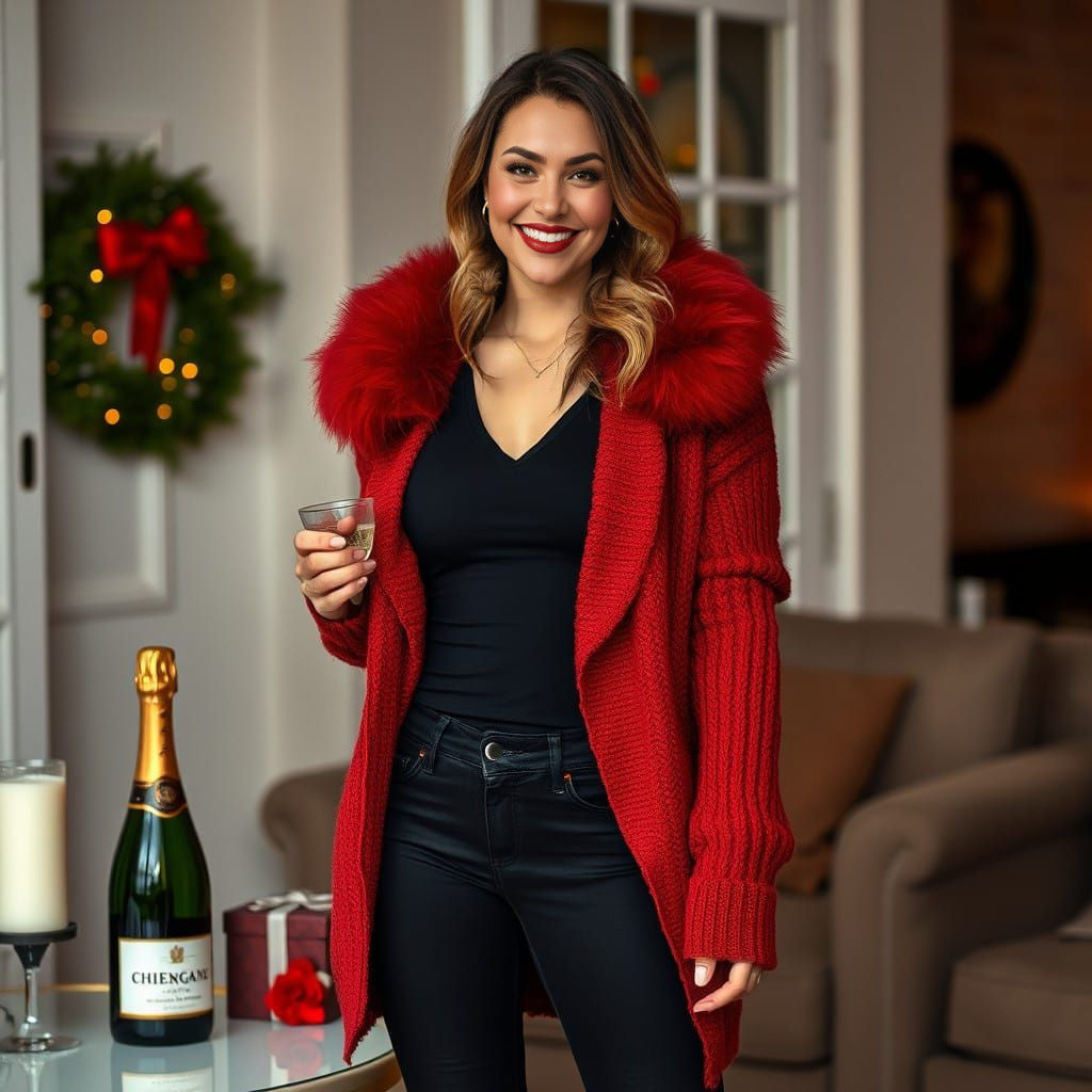 Woman in Cozy Home Setting