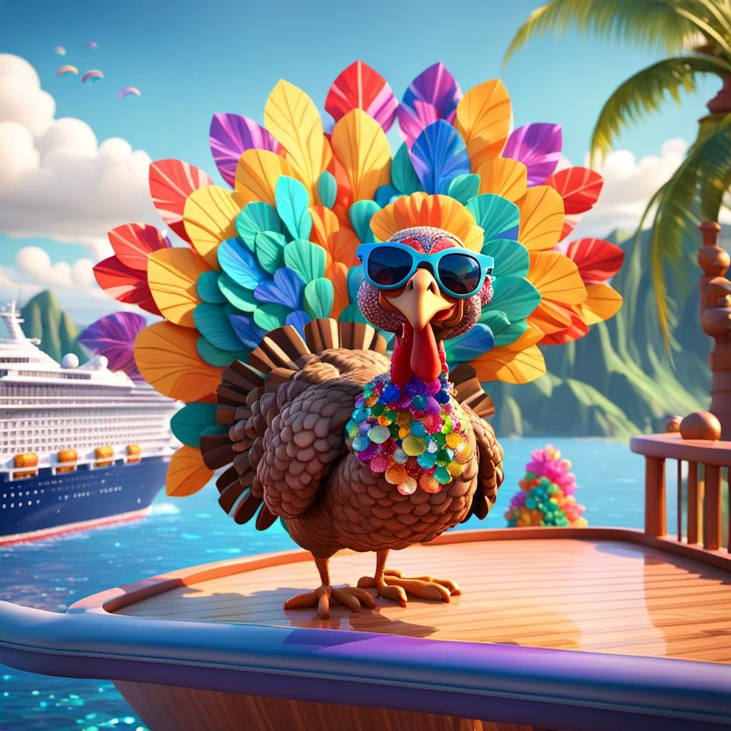 Turkey Cruise to Crystal Island: Pixar-Inspired 3D Art