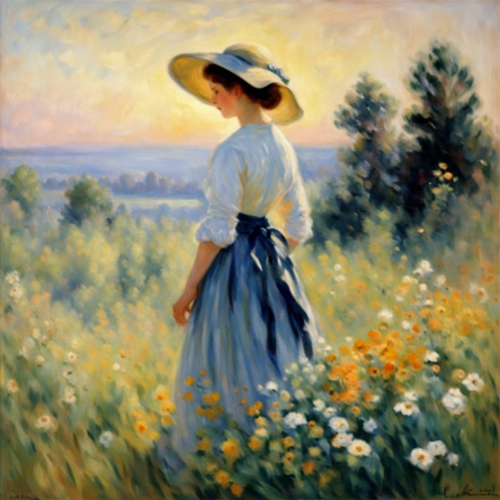 Warm Golden Light Dances Across a Lush Landscape in Soft Foc...