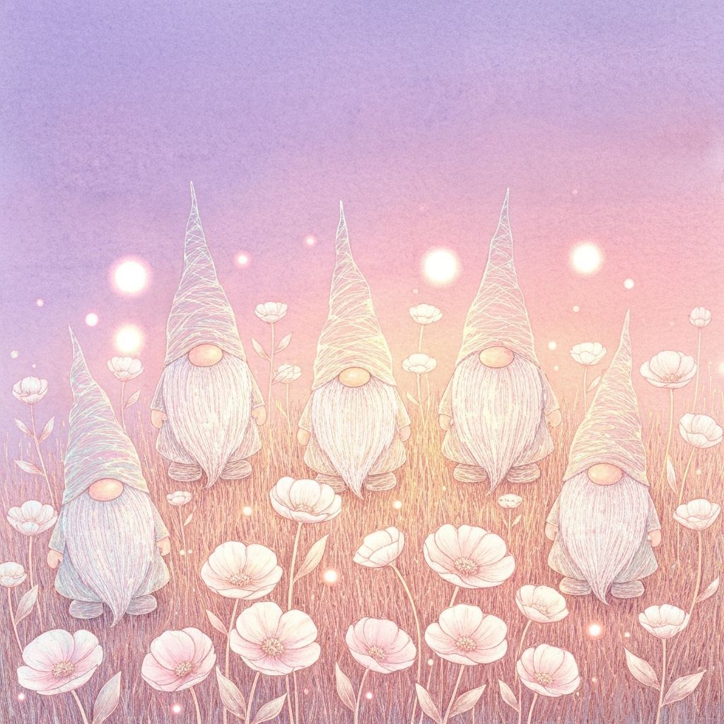 Whimsical Gnomes Formed From Shimmering Lines Among Glowing ...