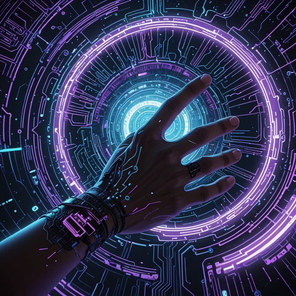 Abstract Data Vortex with Reaching Hand