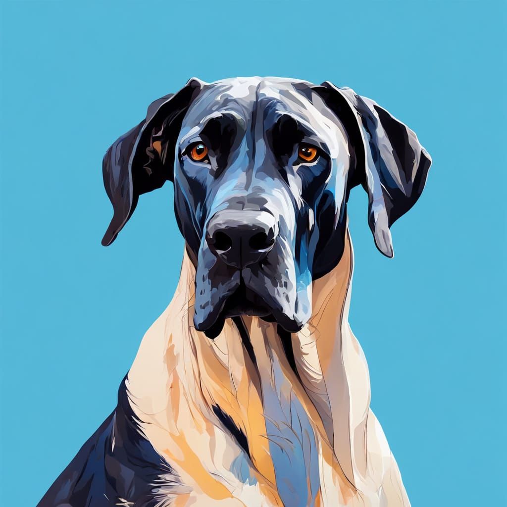 Close-up Portrait of Black Great Dane Dog