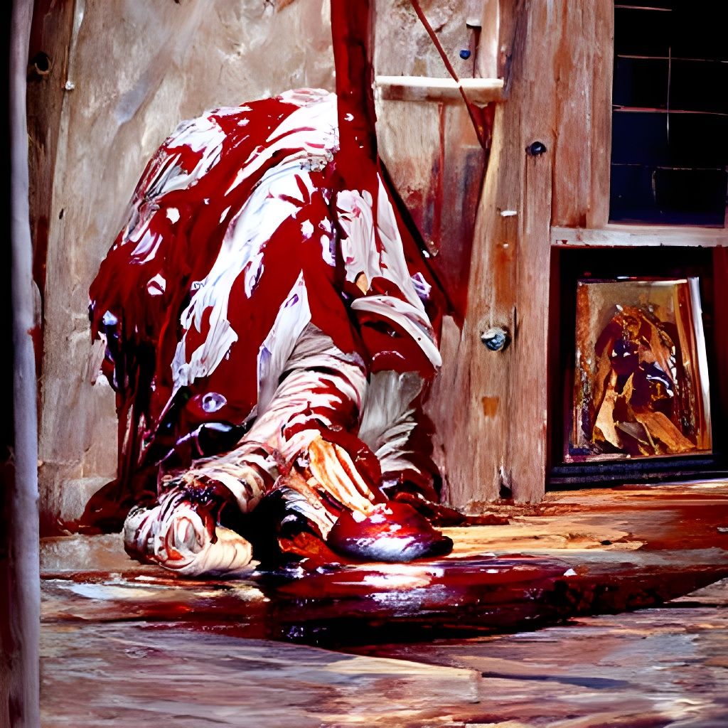 Bloody Floor: Oil Painting in Gurney Style