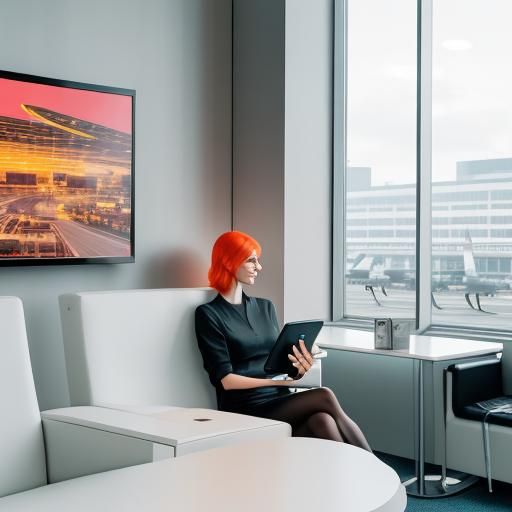 Hybrid Workplace at Modern Airport: Digital Art