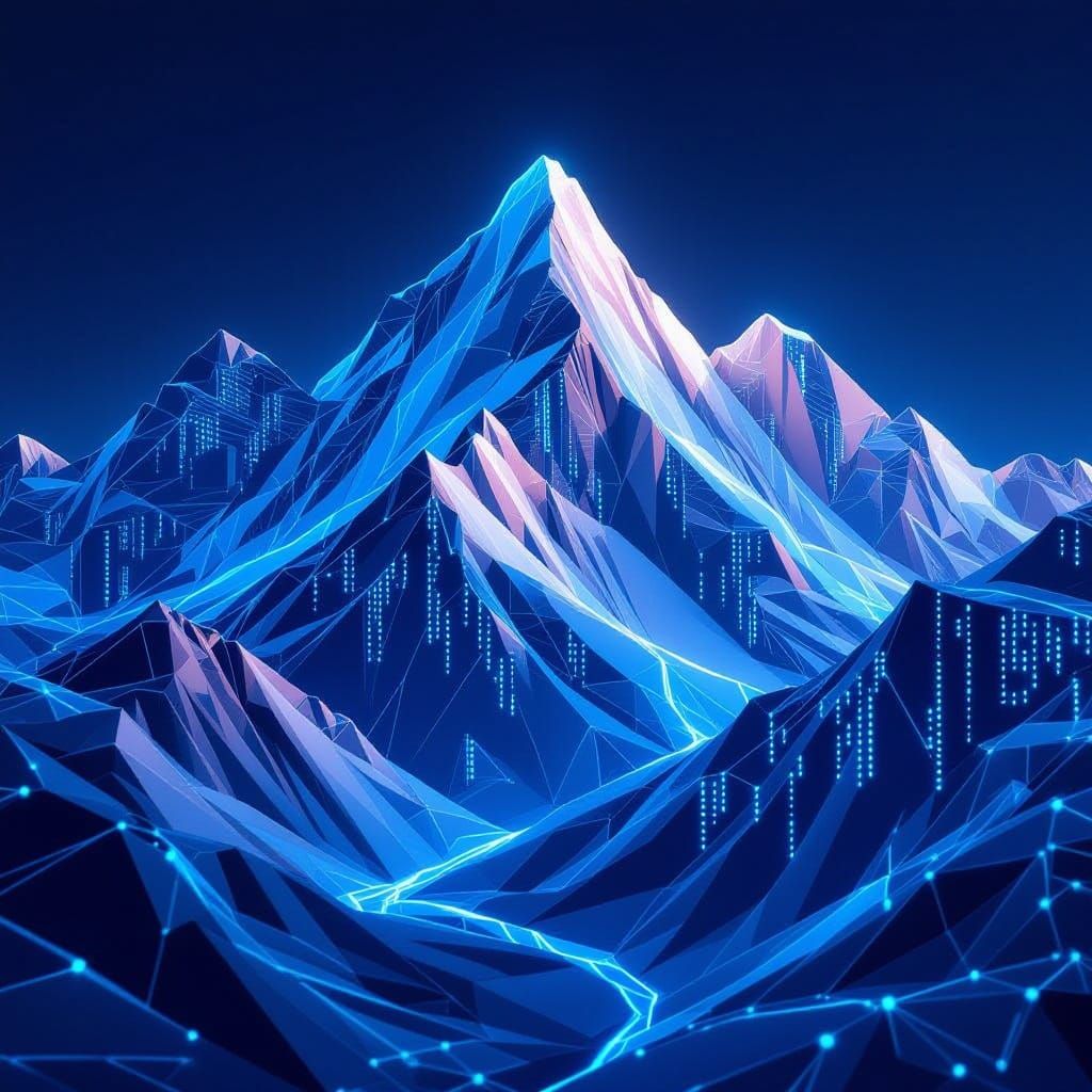 Virtual Mountain Peaks with Glowing Binary Veins