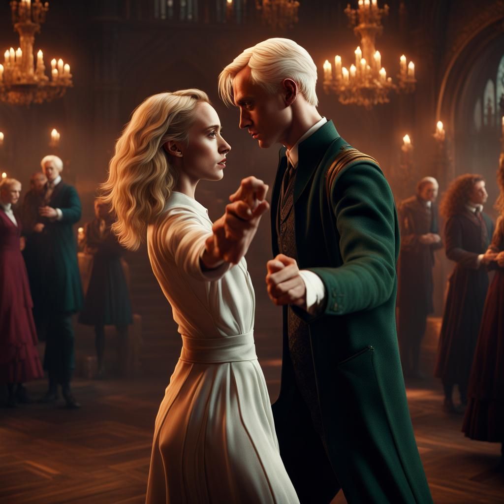 Draco Malfoy and Hermione Granger Dancing, Detailed Digital ...
