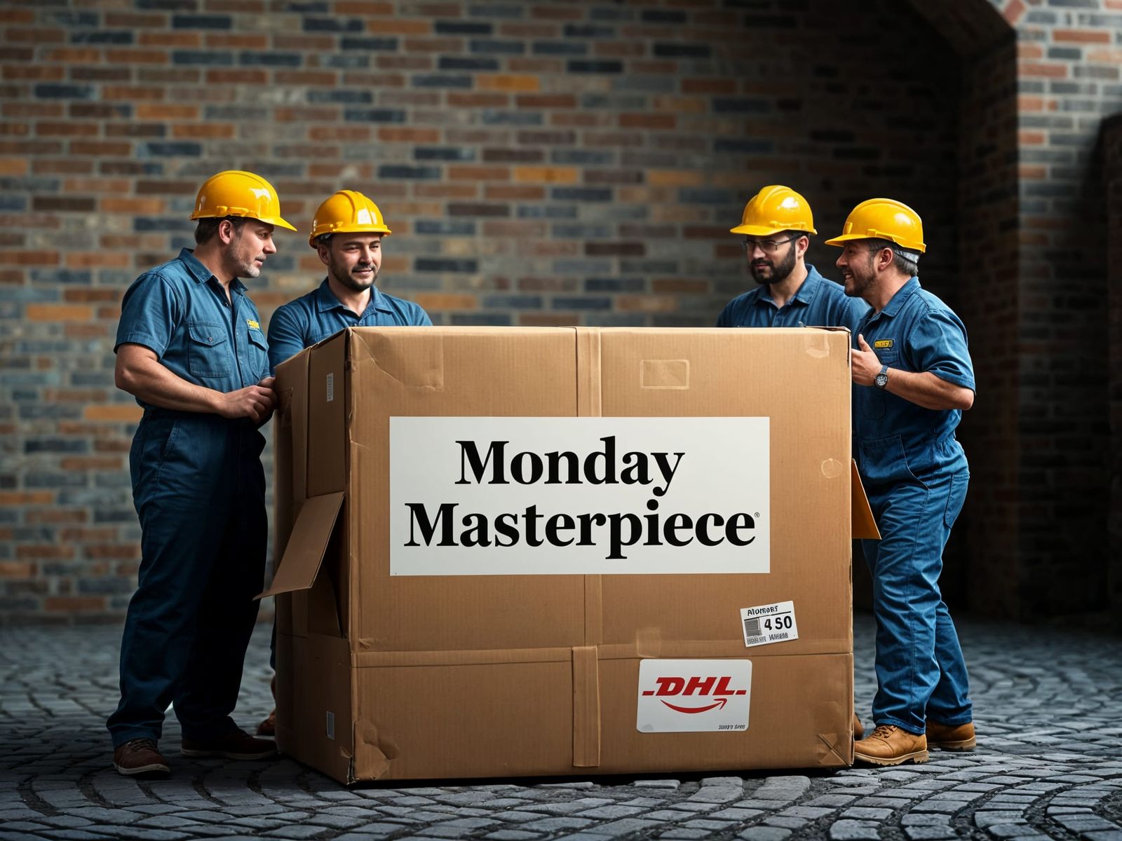 Monday Morning Construction Crew in a Dark, Dramatic Setting