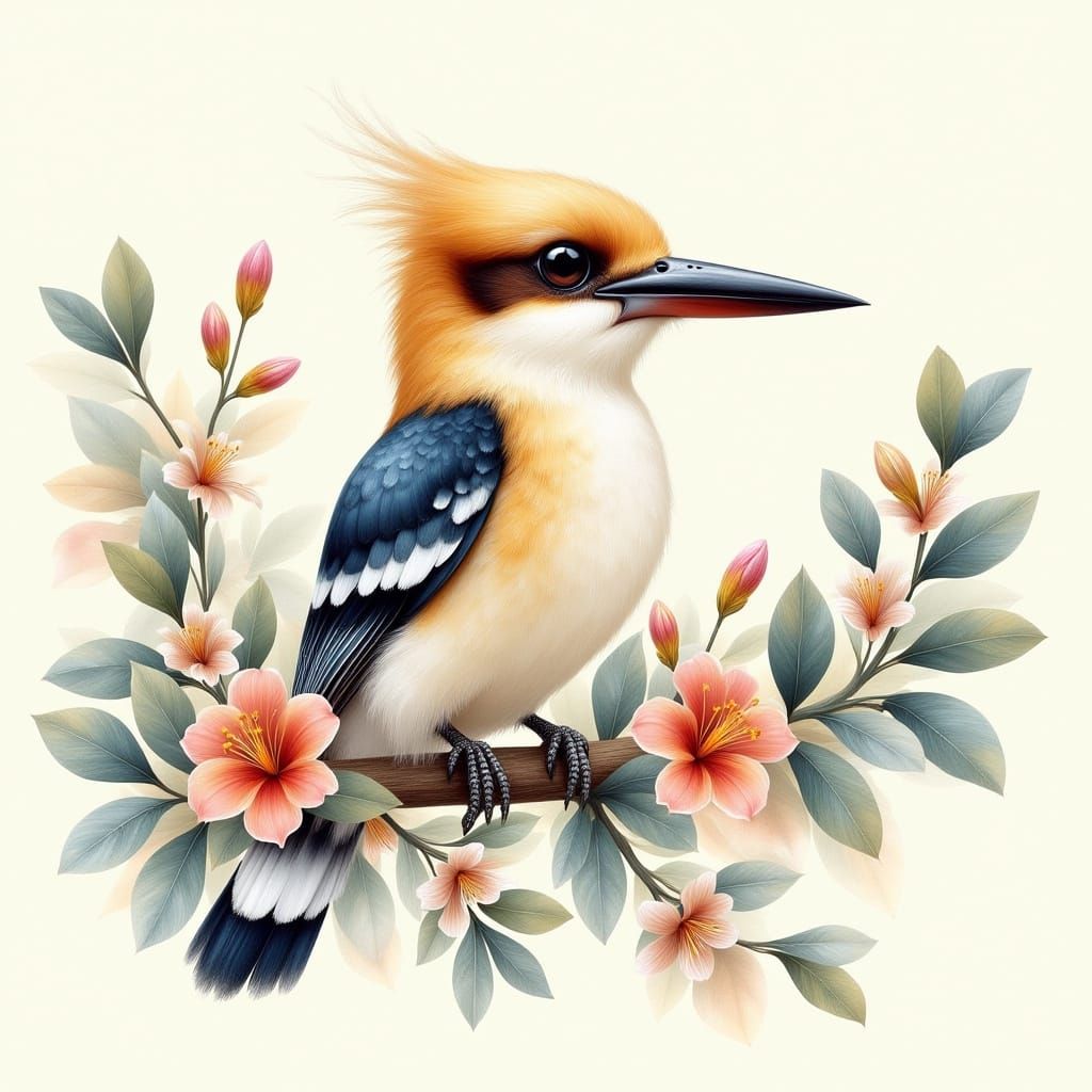 Kookaburra in Dreamlike Watercolor Painting