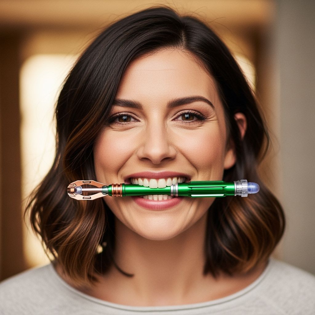 Woman with Doctor Who Sonic Screwdriver