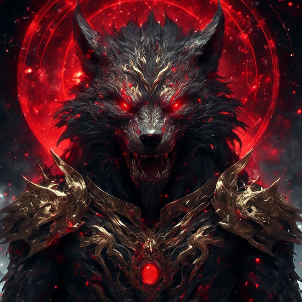 Armored Werewolf in Ethereal Dark Fantasy Style