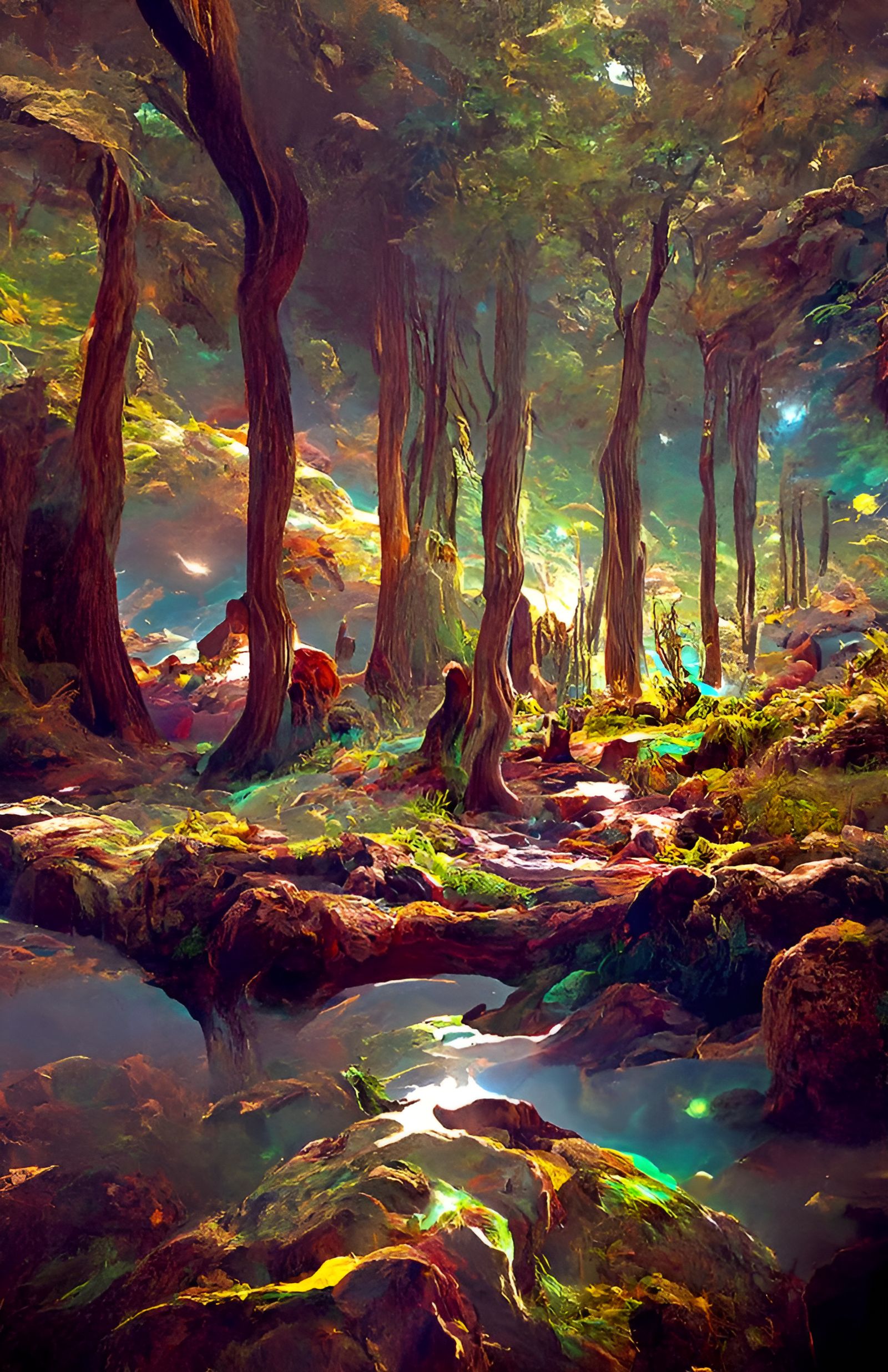 Surreal Woodland Stream: Digital Art
