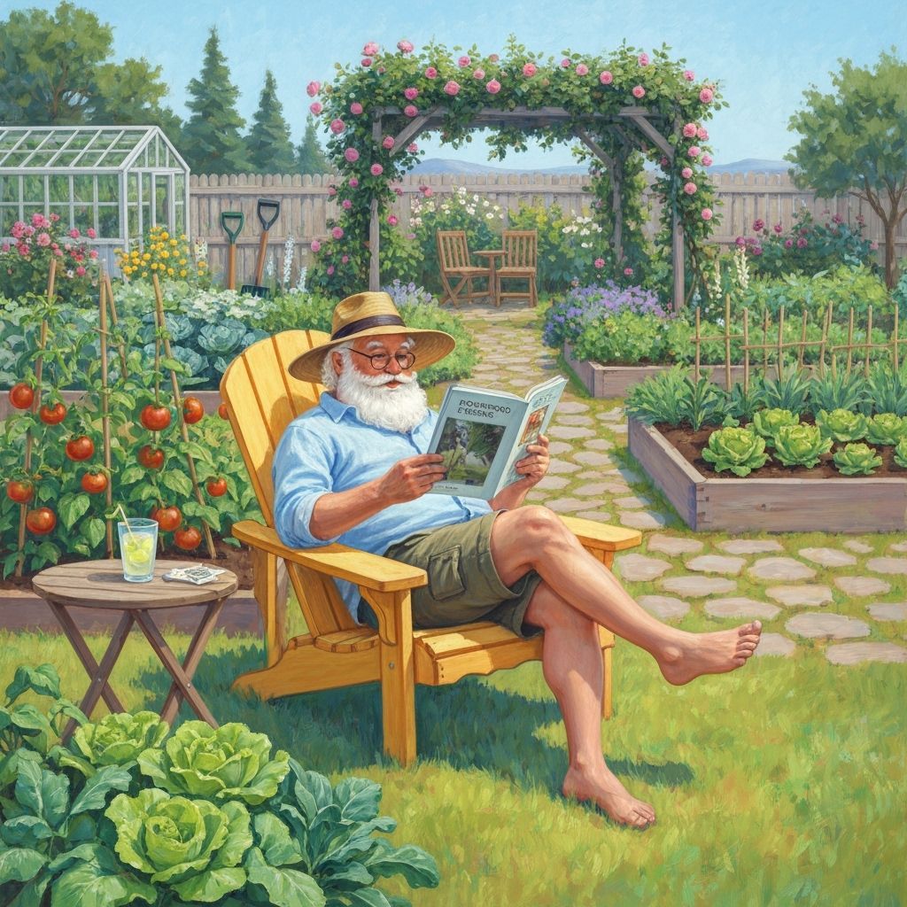 Impressionist Santa Claus Enjoys Arctic Summer Garden