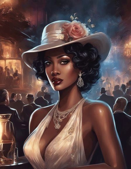 Glamorous Singer in Noir 1920s Jazz Bar