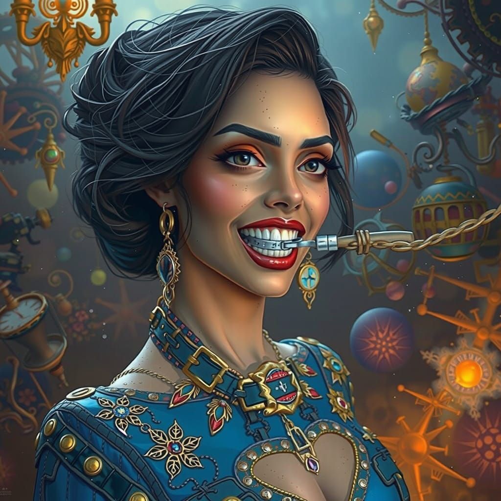 Industrial Gothic Goddess with Metal Gag