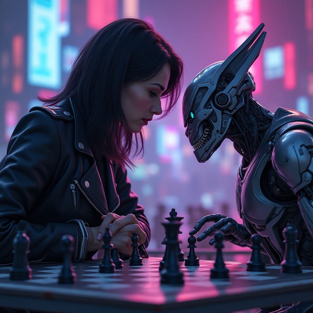 Chess Champion Meets Artificial Intelligence in Neon-Lit Sho...