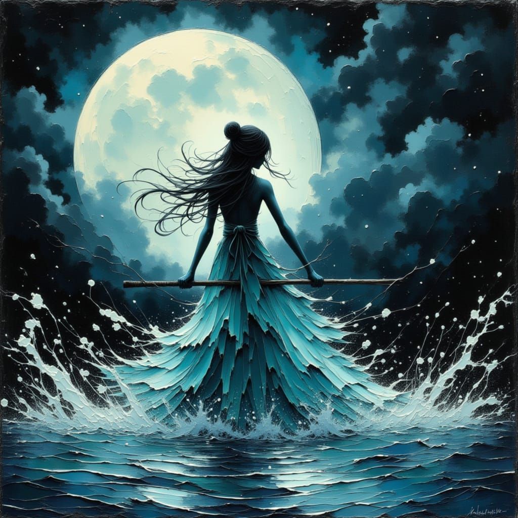 Graceful Kunoichi Moves Through Moonlight