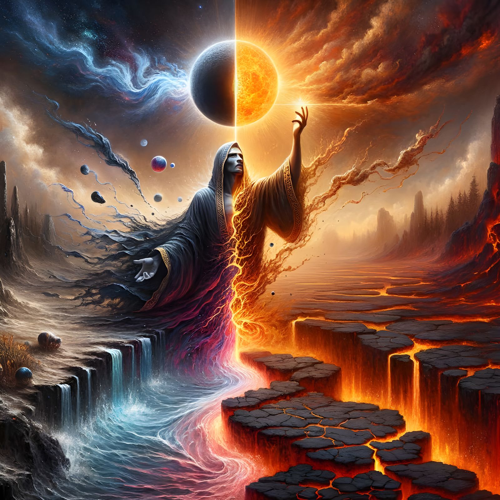 Elemental Figure in Divided Landscape