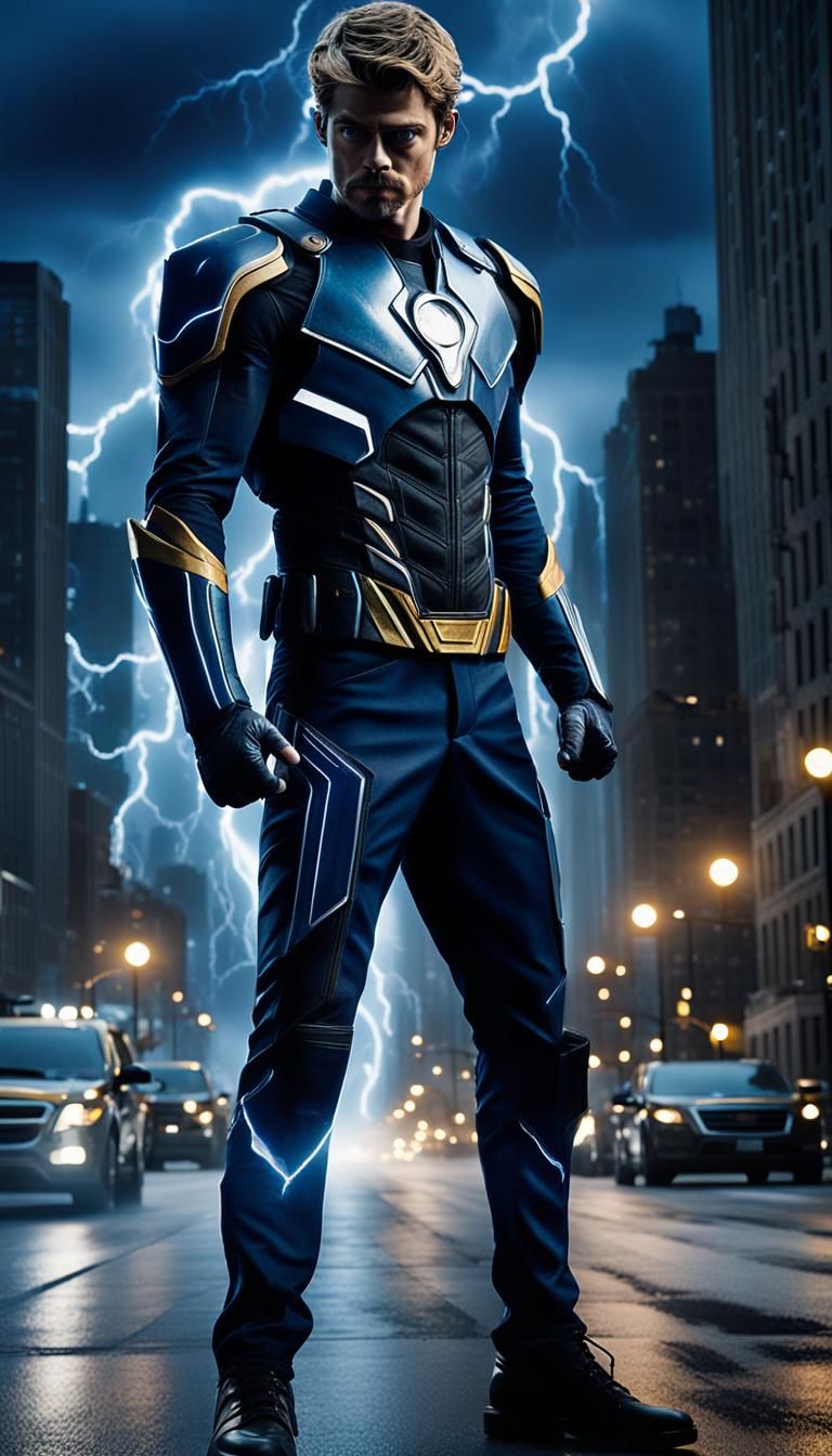 Heroic Figure in Chicago Sunrise: Cinematic Film Still