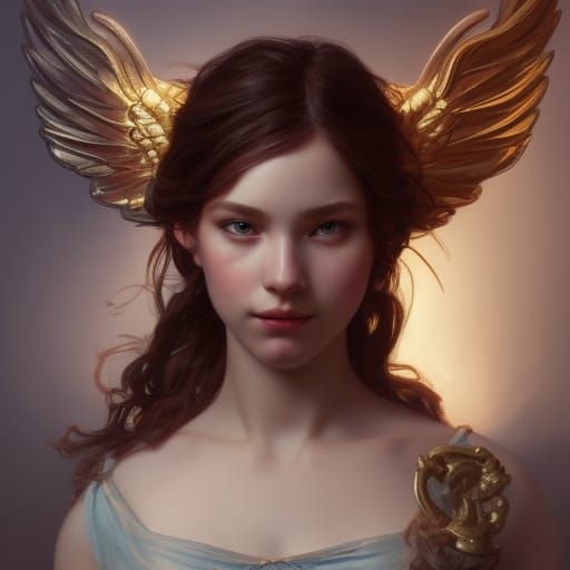 Cupid Portrait in Hyperdetailed Art Nouveau Style