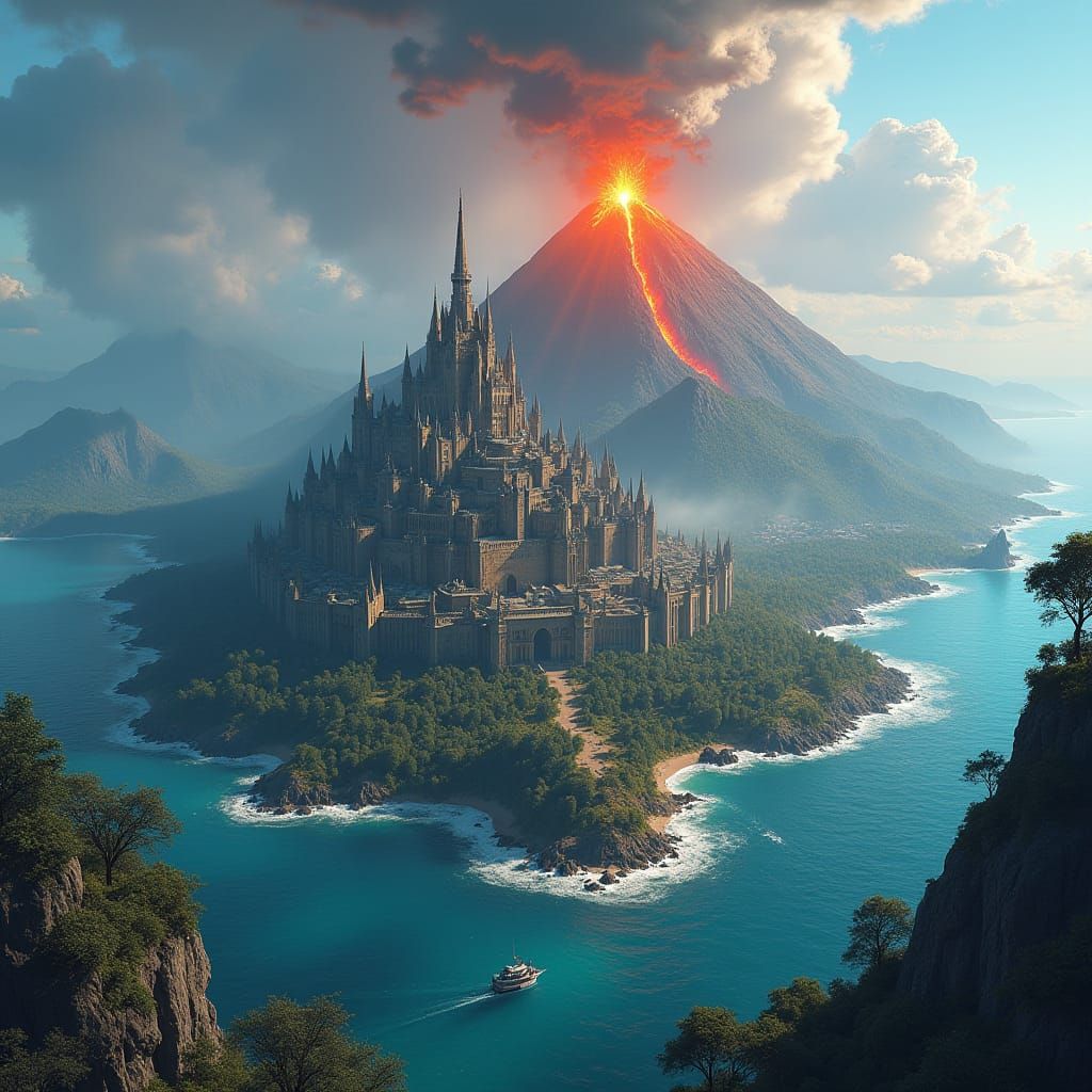 Mystical Island Cityscape in Fantasy Art Style