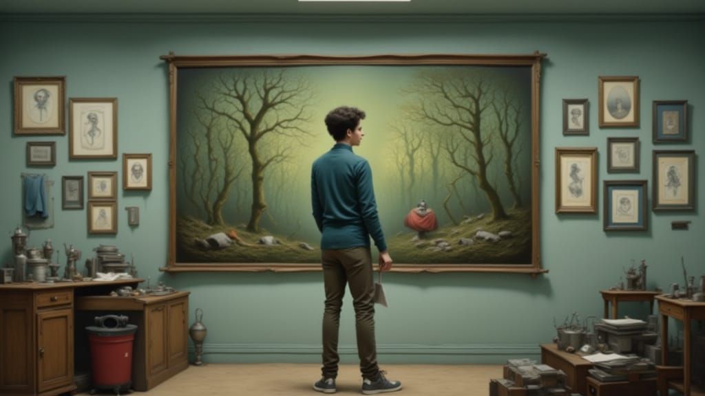 Confused Person Gazing at Wrong Picture