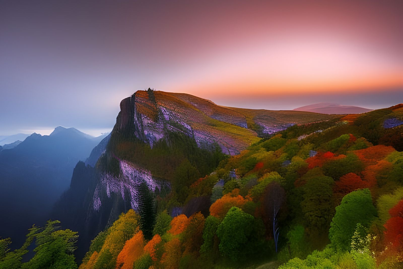 * Beautiful and majestic mountain forest with beautiful rocky bluff and dramatic sky - - *ML1