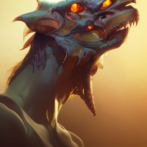 Hyperdetailed Chimera Portrait in Volumetric Lighting