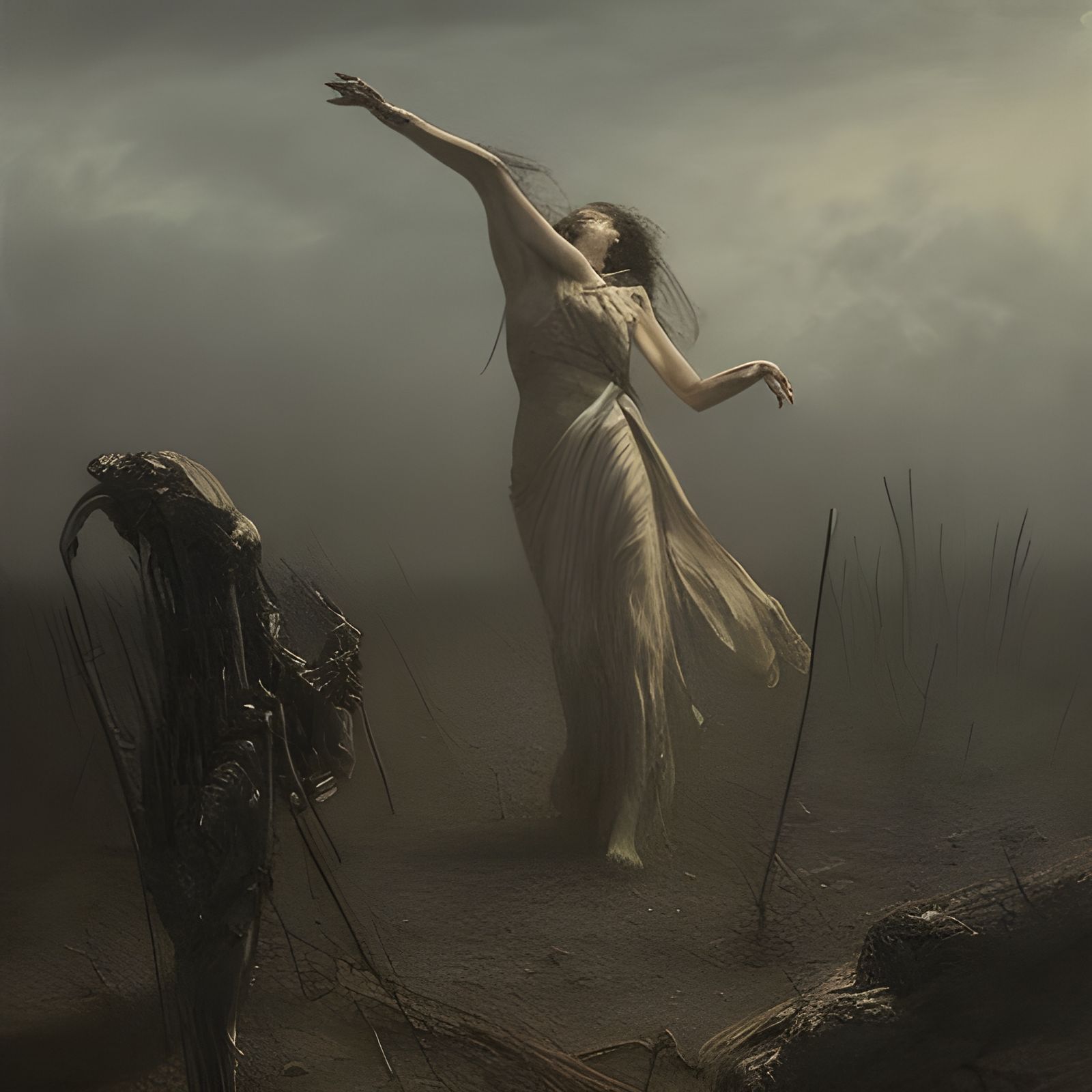 Wasteland Dance: Gothic Horror Illustration