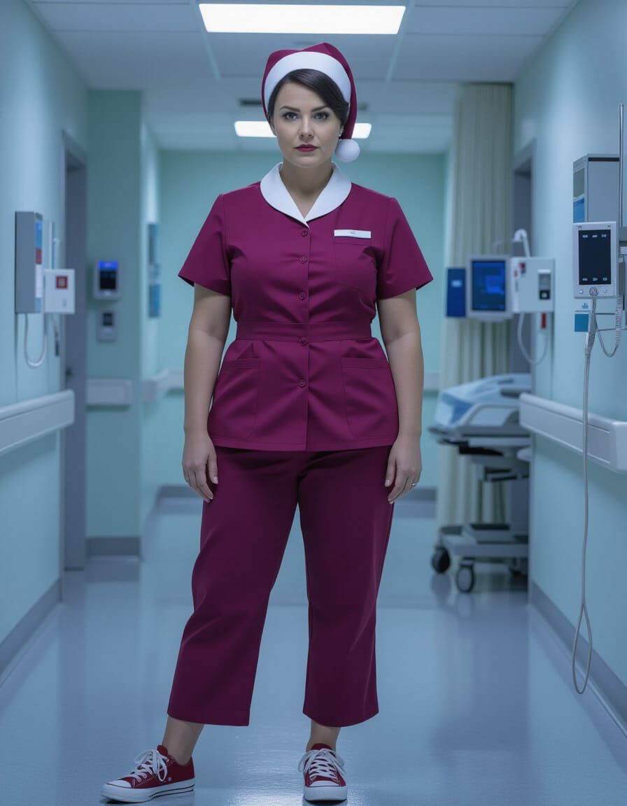 Night Shift Nurse in ICU, Photorealistic Portrait