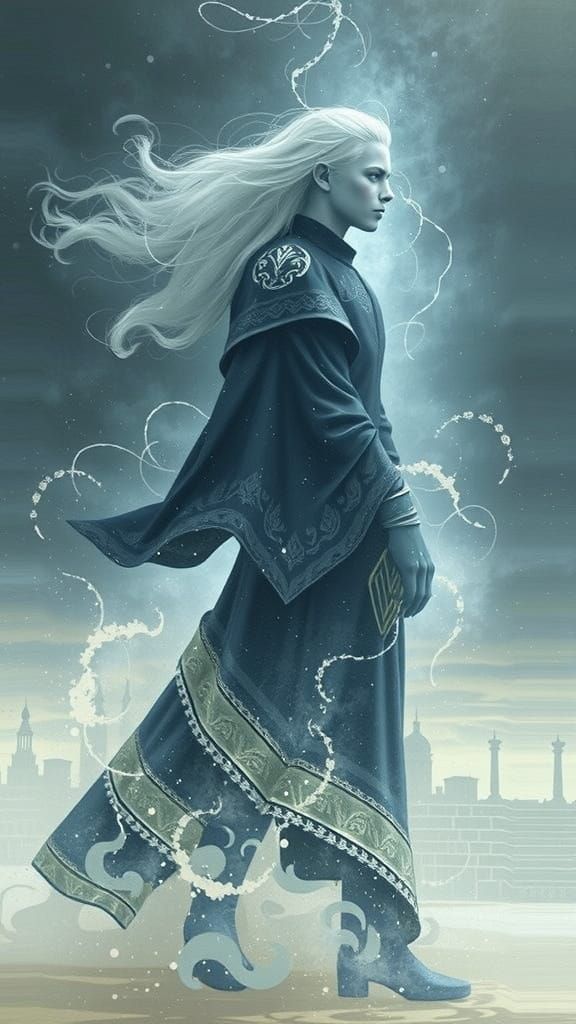 Ethereal God with Piercing Gray Eyes