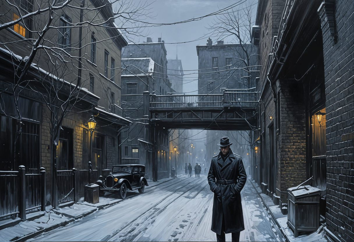 Dark Cityscape in a Rainy Boston Night