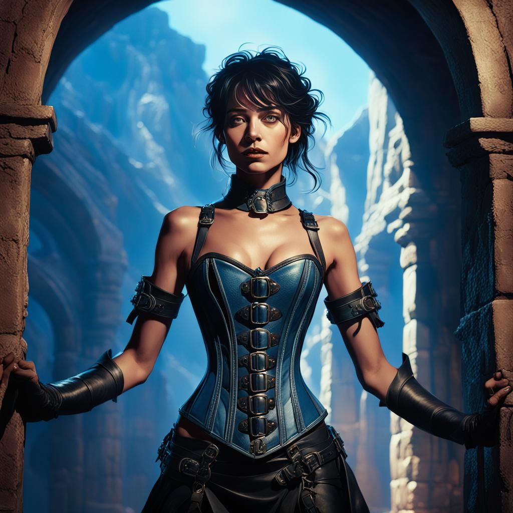 Fantasy Woman in Corset, Romantic Lighting