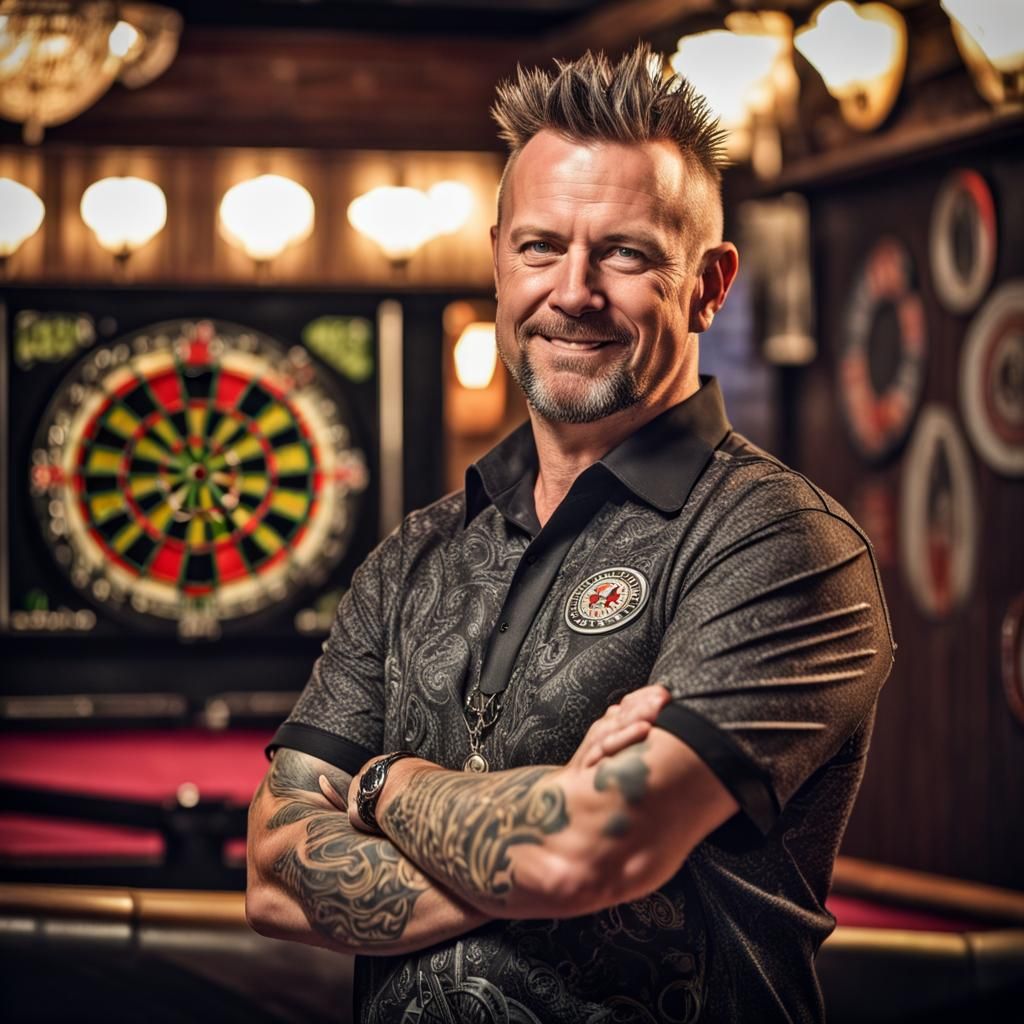 Hyperrealistic Portrait of a Punk Darts Player