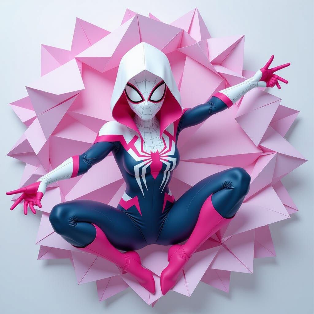 Ghost Spider in Origami Paper Folds