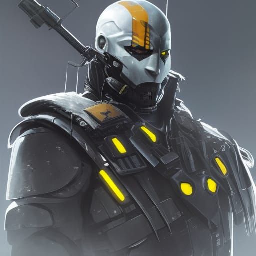 Futuristic Warrior in Cyberpunk Style, Detailed Portrait