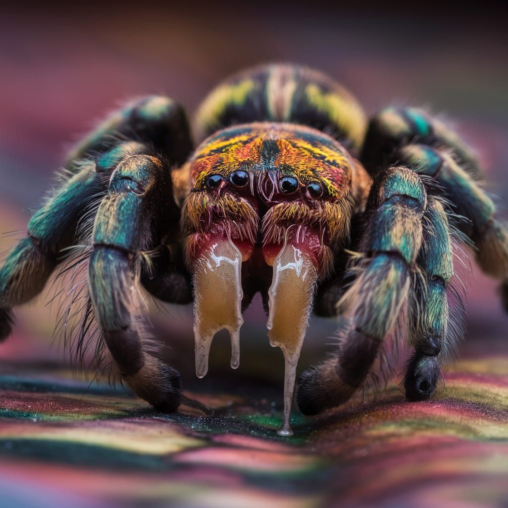 Vibrant Tarantula Spider Macro Photography