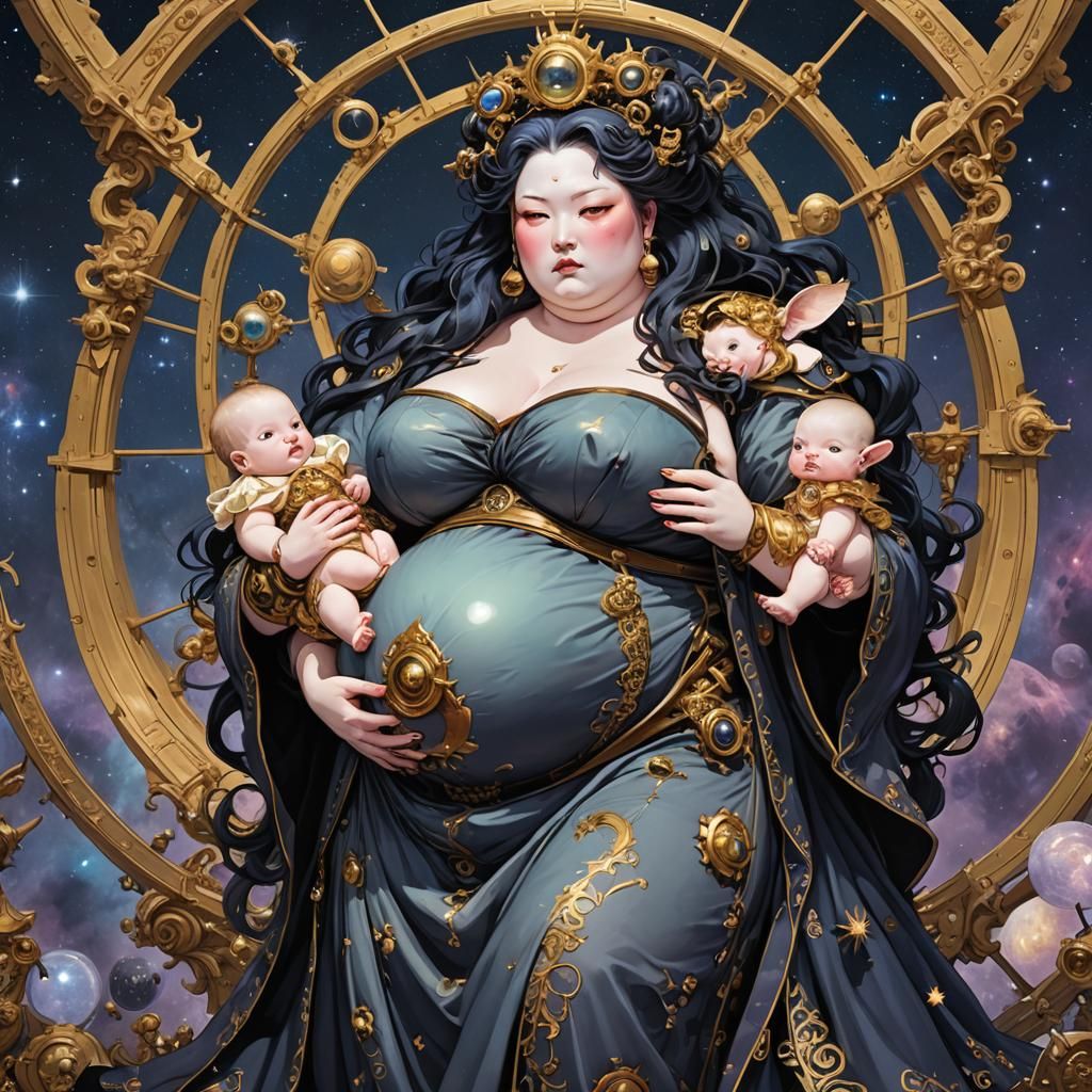 Goddess Nyx-Plasma, Morbid Gothic Enchantress with Twins