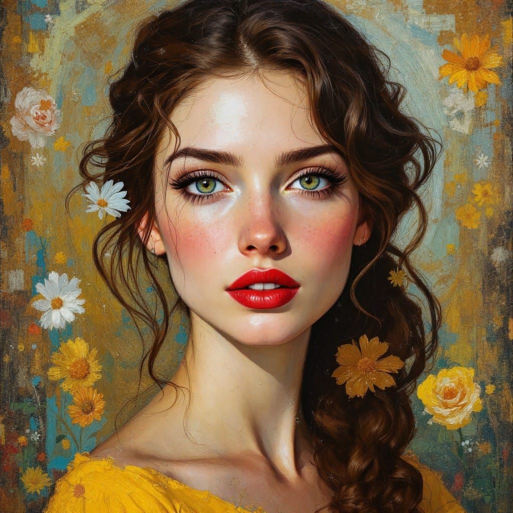 Woman in Vibrant Post-Impressionist Portrait