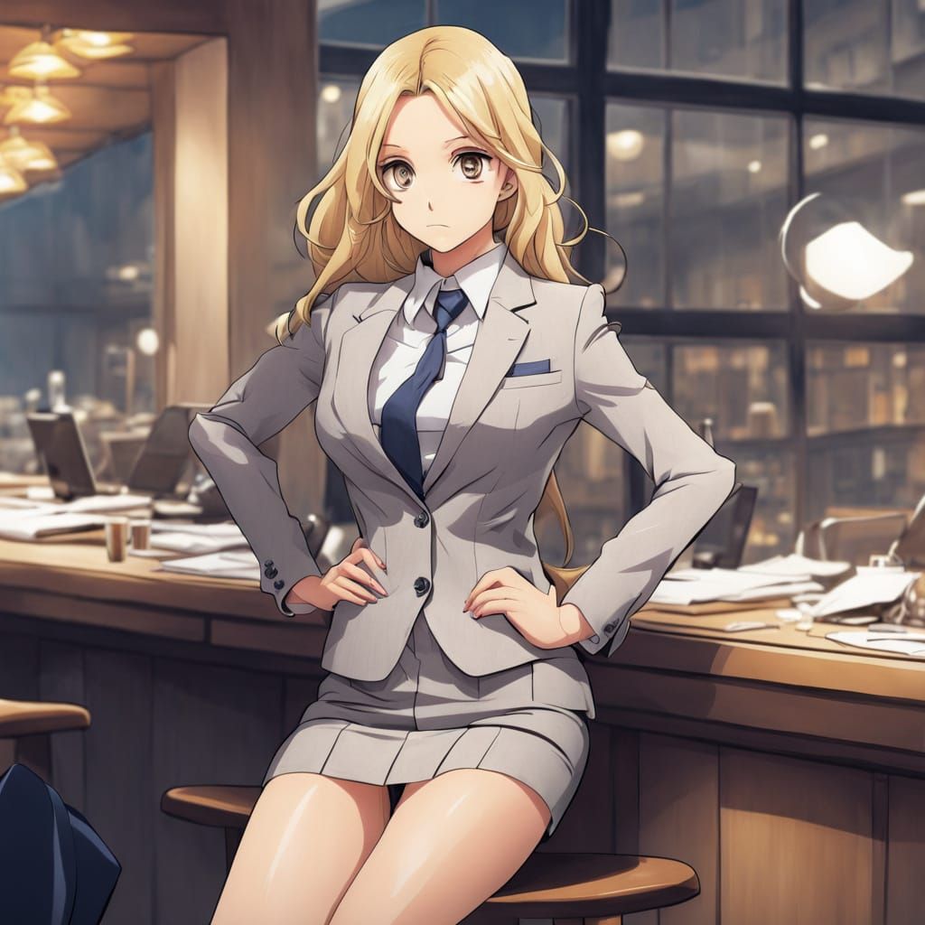 Anime Girl in Mini Skirt Business Suit