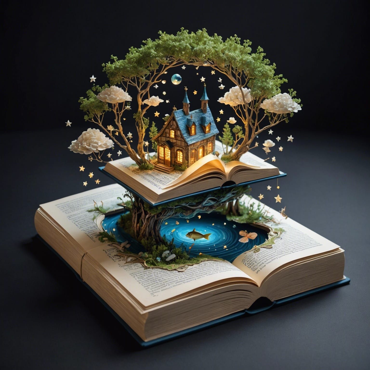 Magical Floating Book in Hyperdetail