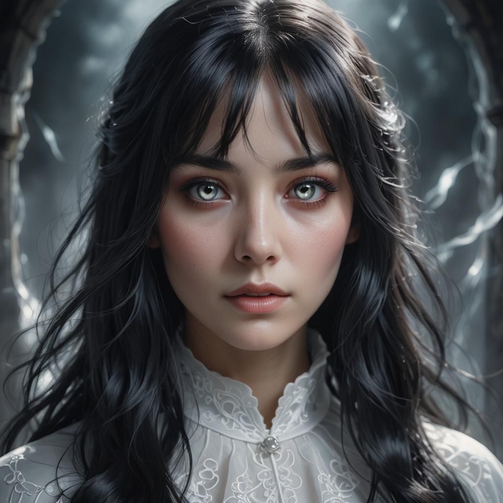 Ethereal Female Ghost Portrait in Detailed Matte Style