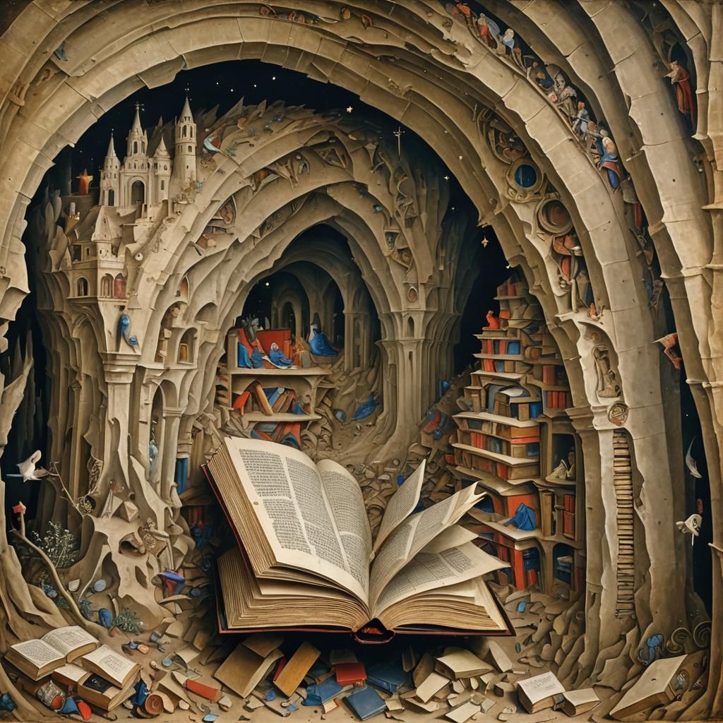 Dreamlike Cavern Forge of Ancient Books