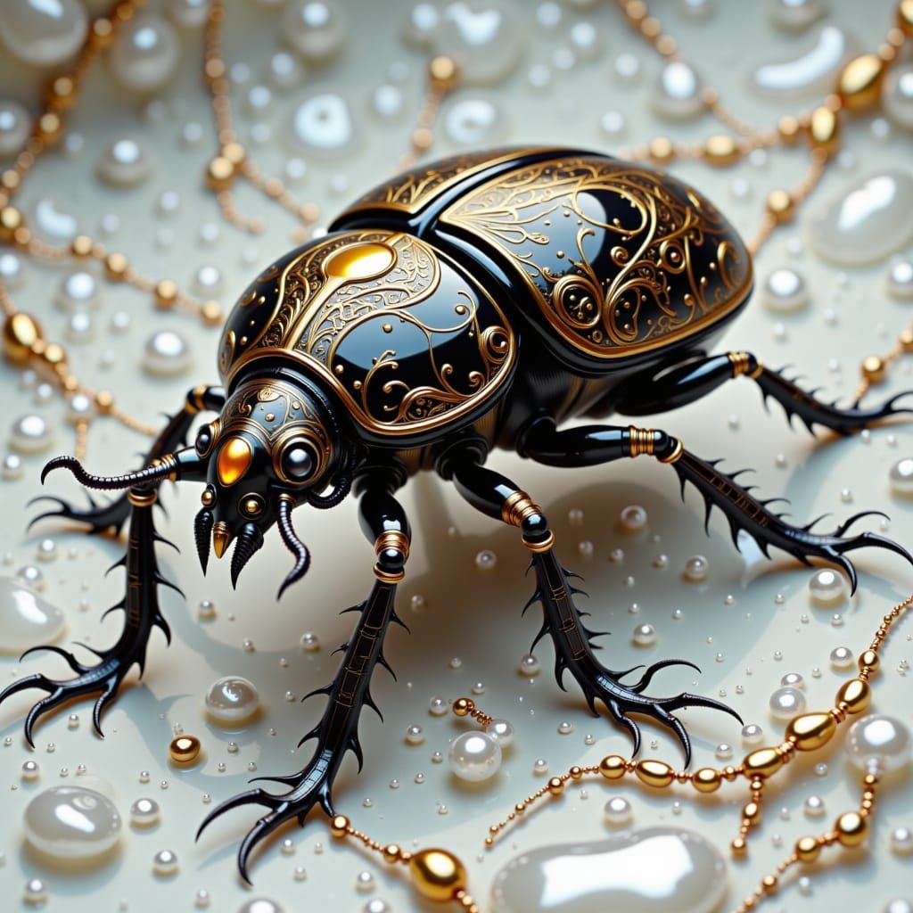 Biomechanical Scarab Beetle in Art Deco Style